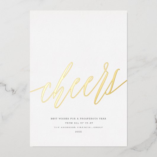 Moderne Proost Niet-Foto Zakelijk Gouden Kerstmis Folie Feestdagenkaart (Voorkant)