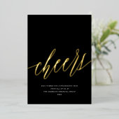 Moderne Proost Niet-Foto Zakelijk Zwart Kerstmis Folie Feestdagenkaart (Staand Voorkant)