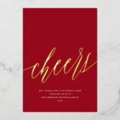 Moderne proost niet-foto zakelijke rode kerst folie feestdagenkaart (Voorkant)