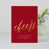 Moderne proost niet-foto zakelijke rode kerst folie feestdagenkaart (Staand Voorkant)