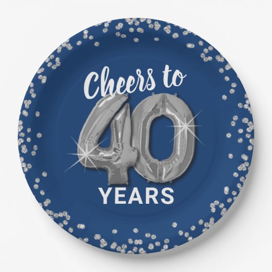 Moderne proost op 40 jaar verjaardag papieren bordje (Voorkant)