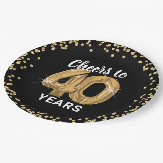 Moderne proost op 40 jaar verjaardag papieren bordje (Gekanteld)