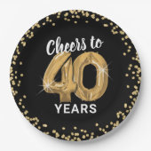 Moderne proost op 40 jaar verjaardag papieren bordje (Voorkant)