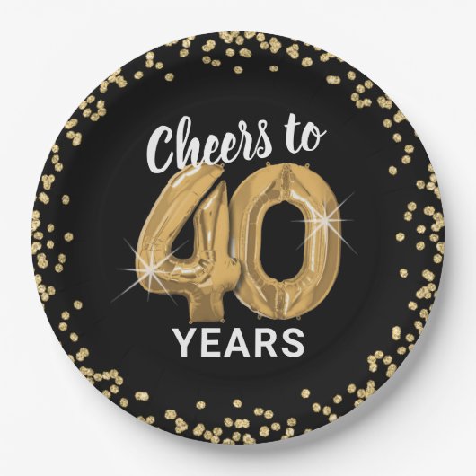 Moderne proost op 40 jaar verjaardag papieren bordje (Voorkant)