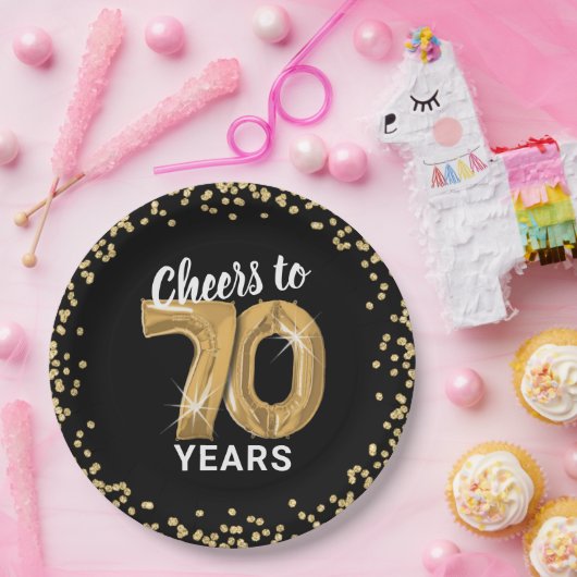 Moderne proost op 70 jaar verjaardag papieren bordje (Feest)