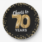 Moderne proost op 70 jaar verjaardag papieren bordje (Voorkant)