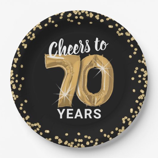 Moderne proost op 70 jaar verjaardag papieren bordje (Voorkant)
