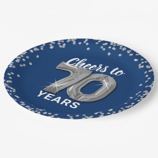 Moderne proost op 70 jaar verjaardag papieren bordje (Gekanteld)