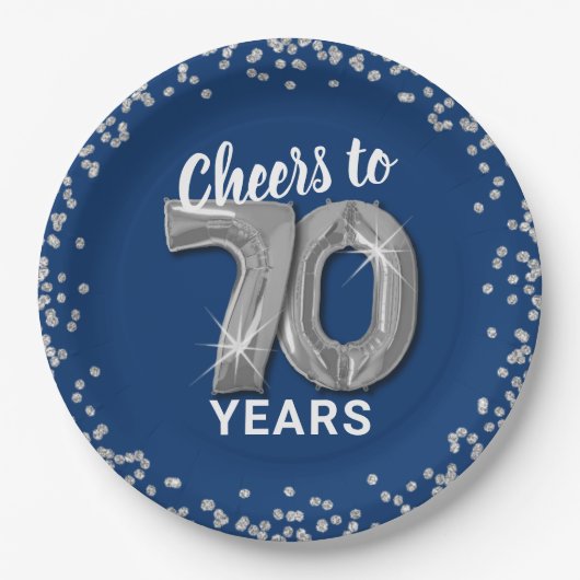 Moderne proost op 70 jaar verjaardag papieren bordje (Voorkant)