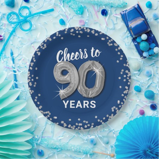 Moderne proost op 90 jaar verjaardag papieren bordje (Feest)