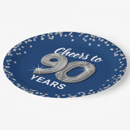 Moderne proost op 90 jaar verjaardag papieren bordje (Gekanteld)