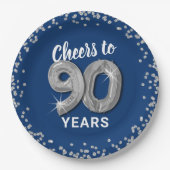 Moderne proost op 90 jaar verjaardag papieren bordje (Voorkant)