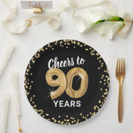 Moderne proost op 90 jaar verjaardag papieren bordje