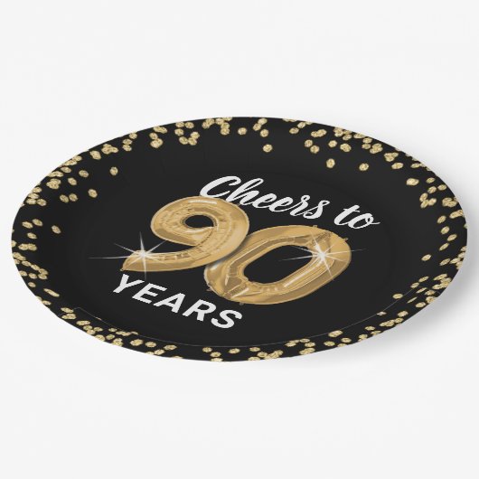 Moderne proost op 90 jaar verjaardag papieren bordje (Gekanteld)