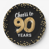 Moderne proost op 90 jaar verjaardag papieren bordje (Voorkant)