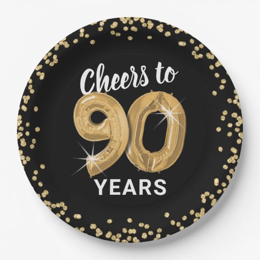 Moderne proost op 90 jaar verjaardag papieren bordje (Voorkant)