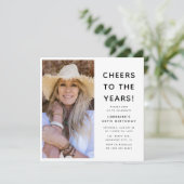 Moderne Proost op de Jaren Foto Verjaardagsfeest Kaart (Staand voorkant)