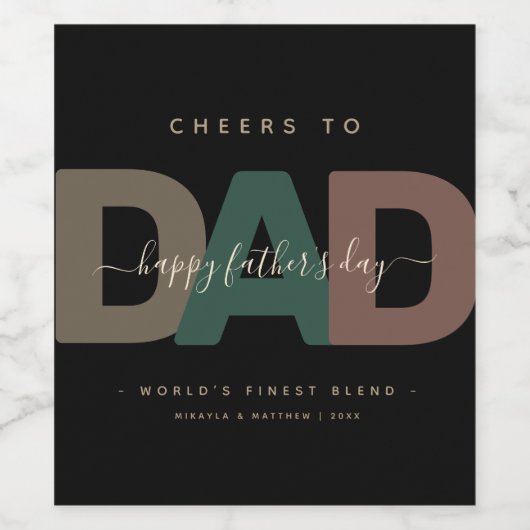 Moderne 'Proost op Papa' Vaderdag Wijn Etiket (Enkel label)