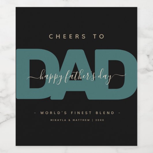 Moderne "Proost op Papa" Vaderdag Wijn Etiket (Enkel label)
