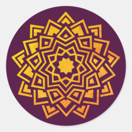 Moderne pruim gouden Mandala Indische enveloppe ze Ronde Sticker