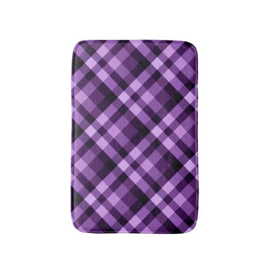 Moderne pruim Paarse geruite motief kleine badmat (Voorkant Verticaal)