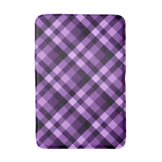 Moderne pruim Paarse geruite motief medium badmat (Voorkant Verticaal)