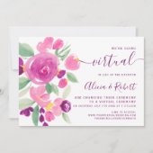 Moderne pruim paarse waterverf virtuele bruiloft kaart (Voorkant)
