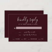 Moderne Pruimen Huwelijks RSVP Kaart (Voorkant / Achterkant)
