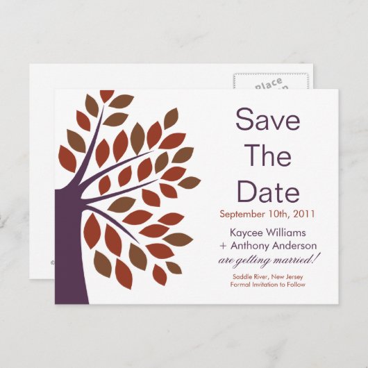 Moderne pruimenboom Bewaar de datum POST KAART! Aankondigingskaart (Voorkant / Achterkant)