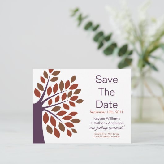 Moderne pruimenboom Bewaar de datum POST KAART! Aankondigingskaart (Staand voorkant)