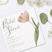 Moderne Pruimkleurige Watercolor Tulp Groene Bruid Kaart