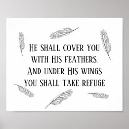 Moderne psalm 91 Bijbelkunstveren Christelijk teke Poster