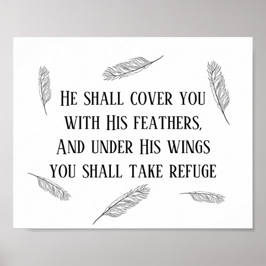 Moderne psalm 91 Bijbelkunstveren Christelijk teke Poster (Voorkant)