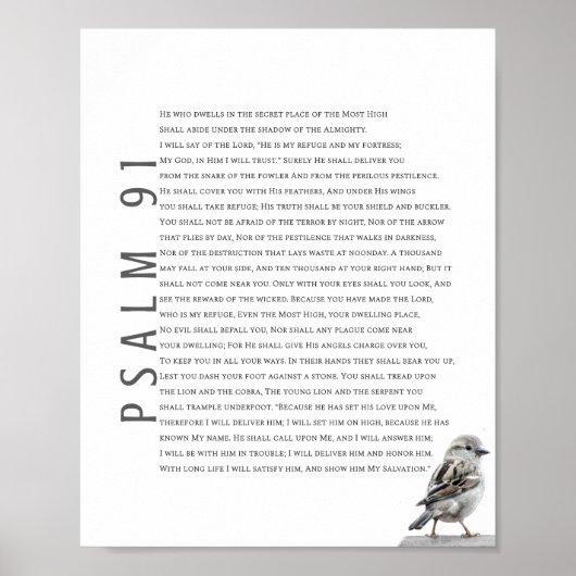 Moderne Psalm 91 Bijbelse Scripture Christelijk Bi Poster (Voorkant)