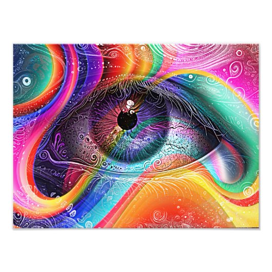 Moderne Psychedelische Abstracte Oog Geometrische Foto Afdruk (Voorkant)