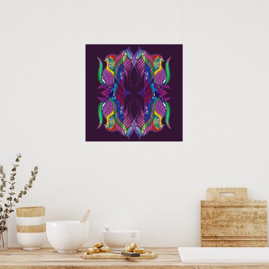 Moderne psychedelische mandala poster (Keuken)