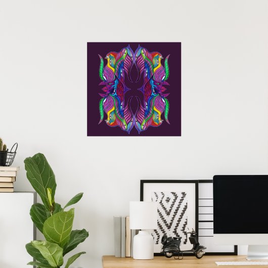 Moderne psychedelische mandala poster (Thuiskantoor)
