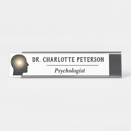 Moderne psycholoog bureau naambordje (Voorkant)