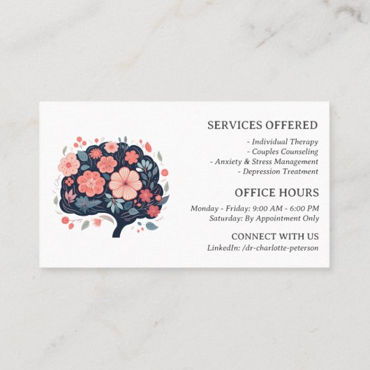Moderne psycholoog psychotherapie visitekaartje (Achterkant)