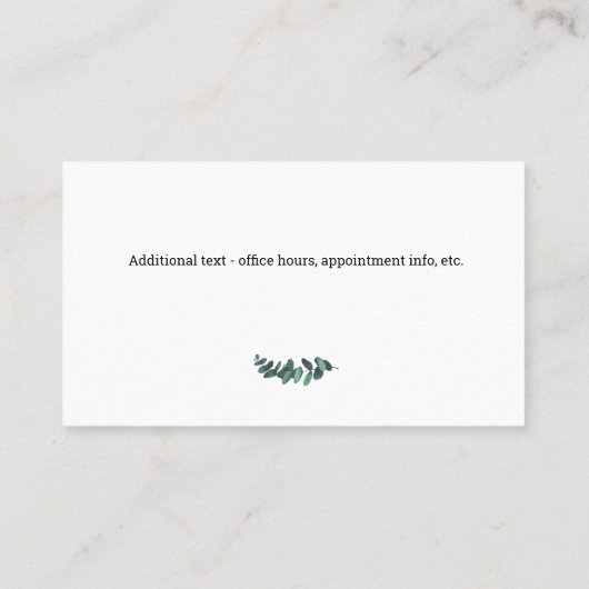 Moderne psychotherapeut Eucalyptus Visitekaartje (Achterkant)