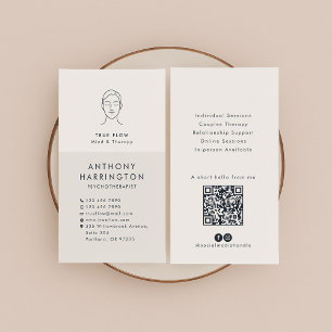 Moderne psychotherapeut, QR-code, SM-pictogrammen Visitekaartje
