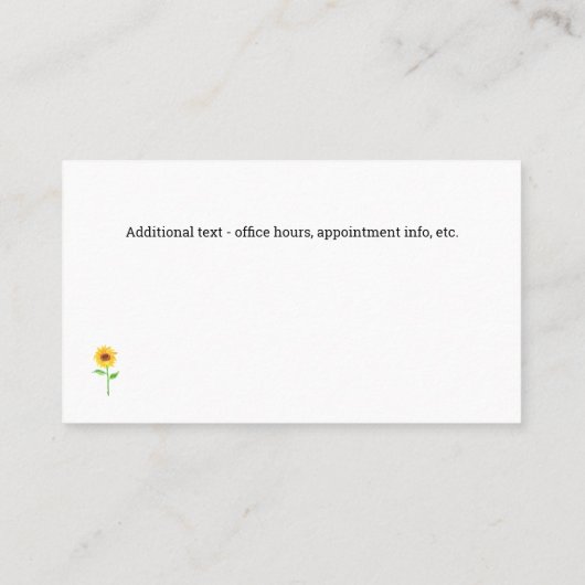 Moderne psychotherapeut zonnebloem visitekaartje (Achterkant)