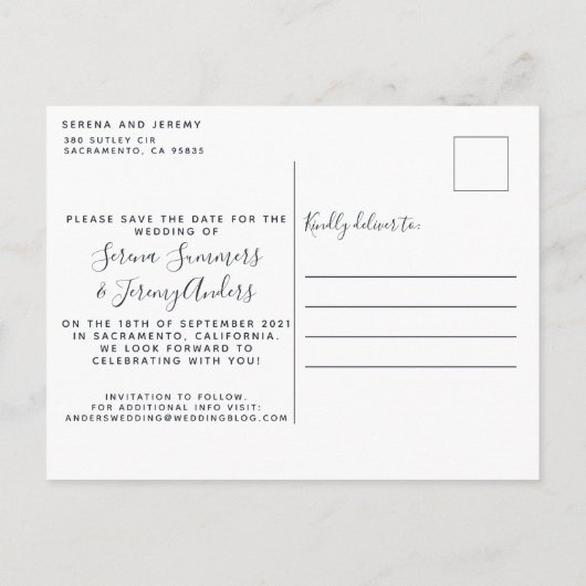 Moderne puinblauwe Waterverf wash Weddenschap Agen Aankondigingskaart (Achterkant)