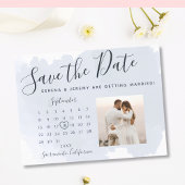 Moderne puinblauwe Waterverf wash Weddenschap Agen Aankondigingskaart