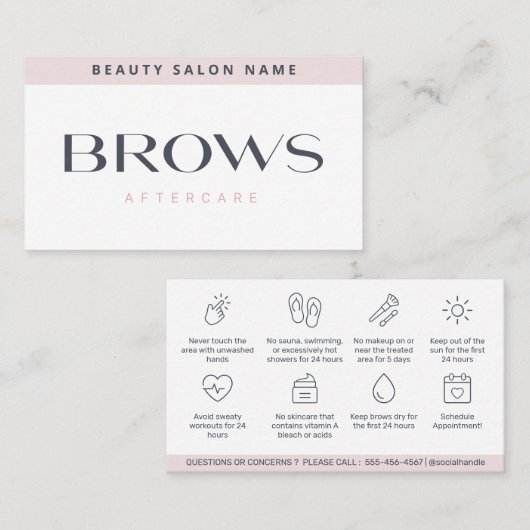 Moderne puistjes nazorg PMU Brow Instruction Visitekaartje (Voorkant / Achterkant)