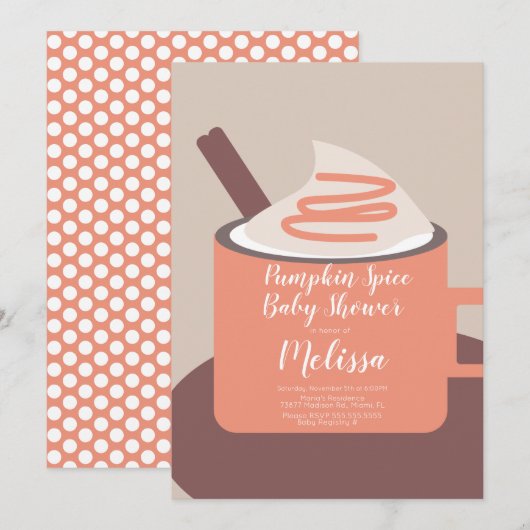 Moderne Pumpkin Spice Mok Fall Baby Shower Kaart (Voorkant / Achterkant)