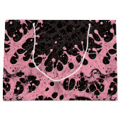 Moderne Punk Rock Spatpaint Zwart & Roze Groot Cadeauzakje (Voorkant)
