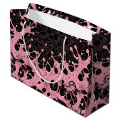 Moderne Punk Rock Spatpaint Zwart & Roze Groot Cadeauzakje (Achterkant Gekanteld)
