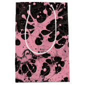 Moderne Punk Rock Spatpaint Zwart & Roze Medium Cadeauzakje (Voorkant)