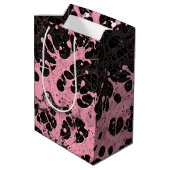 Moderne Punk Rock Spatpaint Zwart & Roze Medium Cadeauzakje (Achterkant Gekanteld)